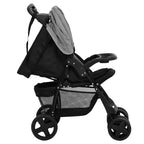 Carrito de bebés 3 en 1 de acero gris claro y negro