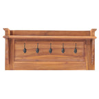 Perchero de pared de madera maciza teca 80x16,5x35 cm
