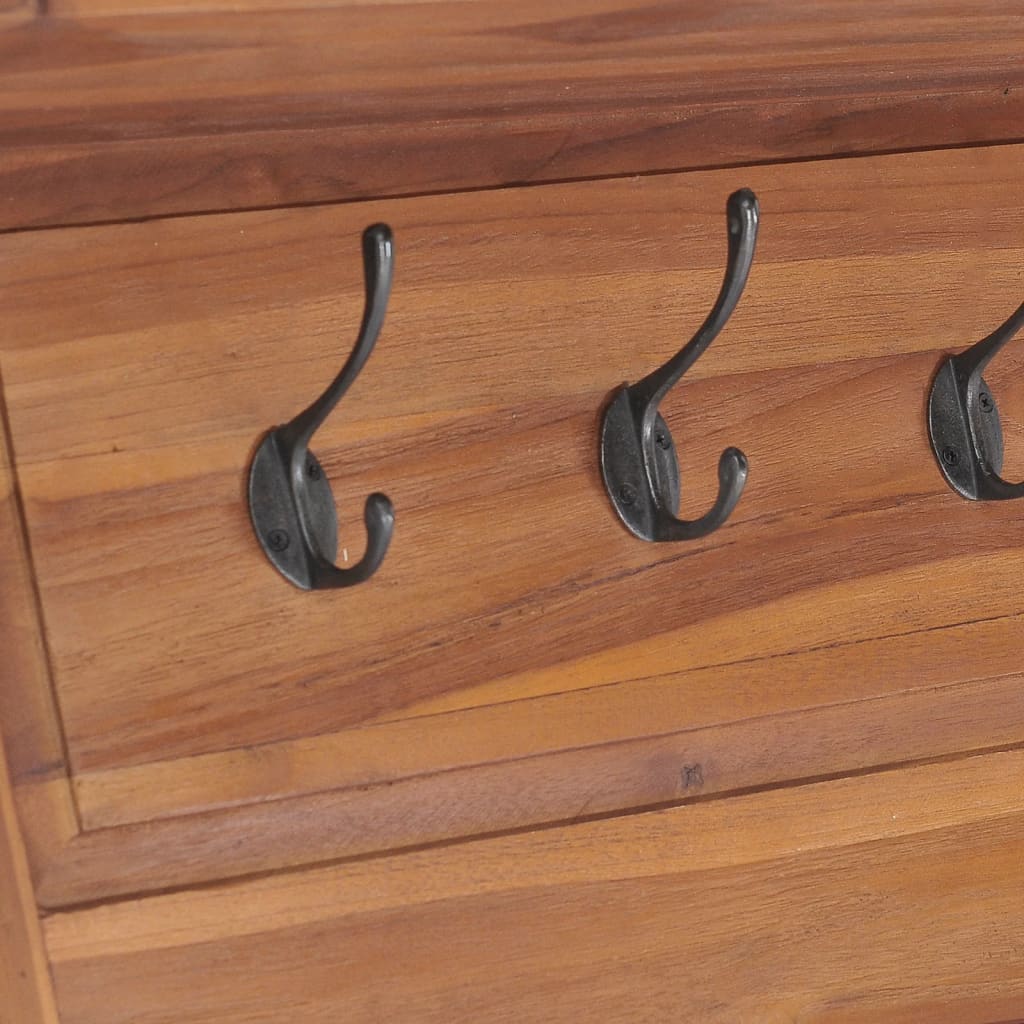 Perchero de pared de madera maciza teca 80x16,5x35 cm