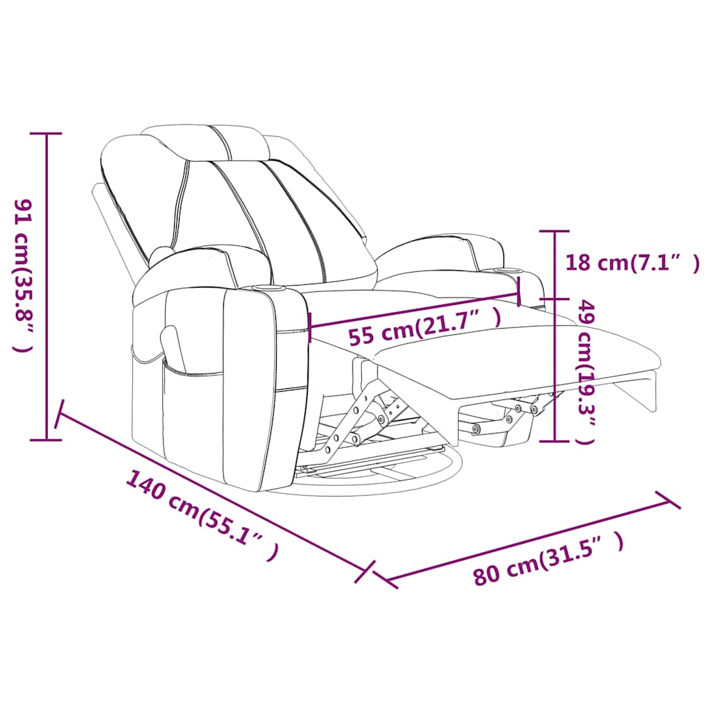 Sillón de masaje mecedora de cuero sintético gris antracita