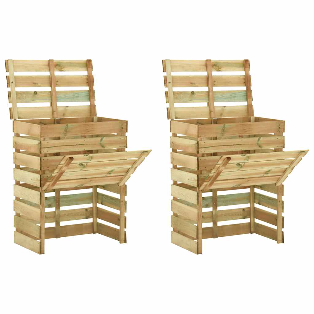 Compostadores de láminas 2 uds madera de pino 80x50x100 cm