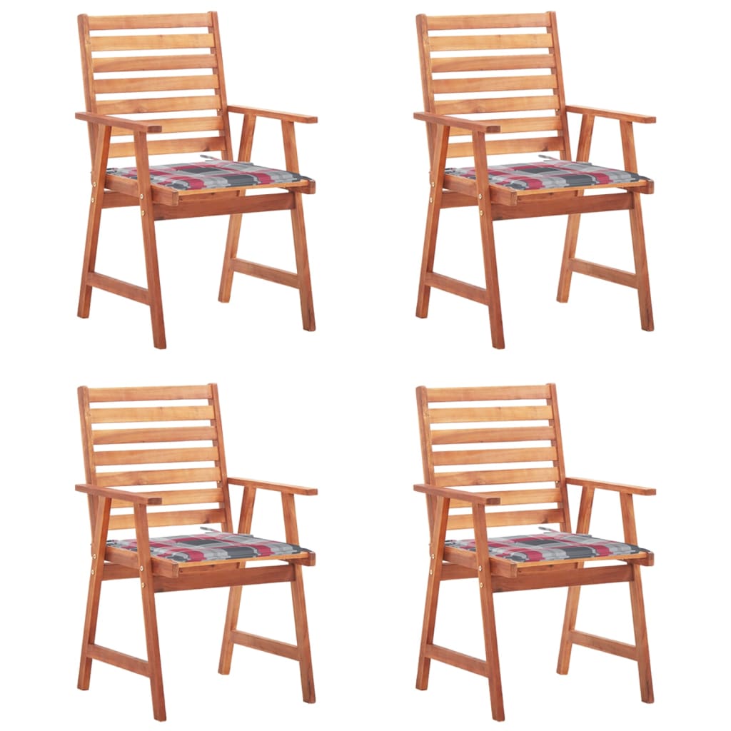 Sillas comedor de jardín 2 uds madera maciza acacia y cojines