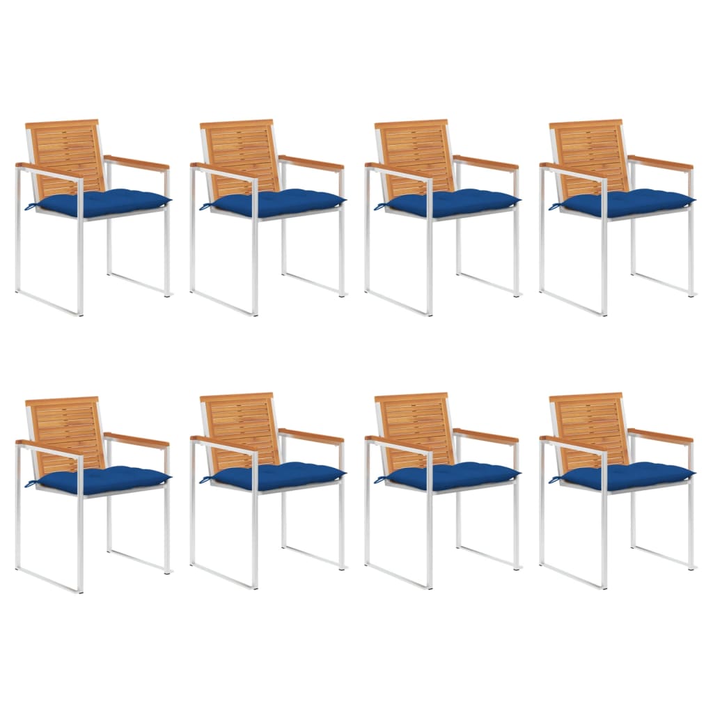 Garden chairs with cushions 8 pcs solid acacia wood