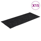 Felpudos autoadhesivos para escaleras, 15 unidades, 60 x 25 cm, gris oscuro, rectangulares