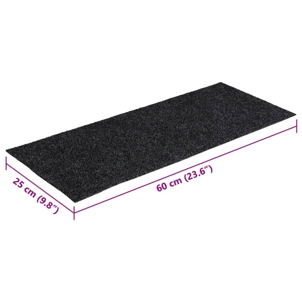 Felpudos autoadhesivos para escaleras, 15 unidades, 60 x 25 cm, gris oscuro, rectangulares