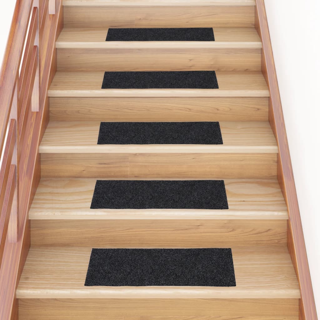 Felpudos autoadhesivos para escaleras, 15 unidades, 60 x 25 cm, gris oscuro, rectangulares