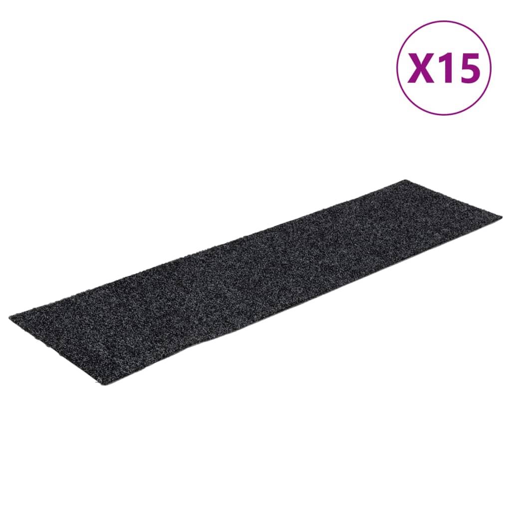 Felpudos autoadhesivos para escaleras, 15 unidades, 76 x 20 cm, gris oscuro, rectangulares