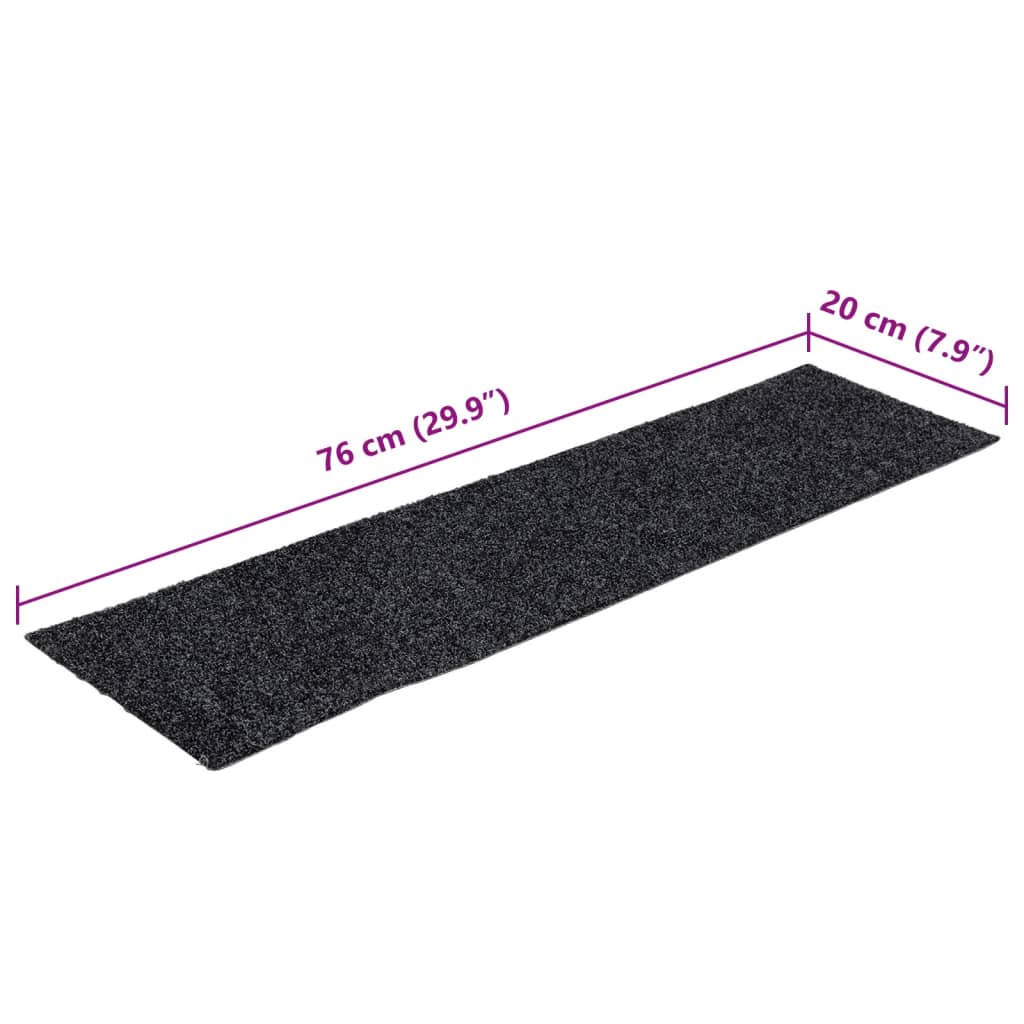 Felpudos autoadhesivos para escaleras, 15 unidades, 76 x 20 cm, gris oscuro, rectangulares