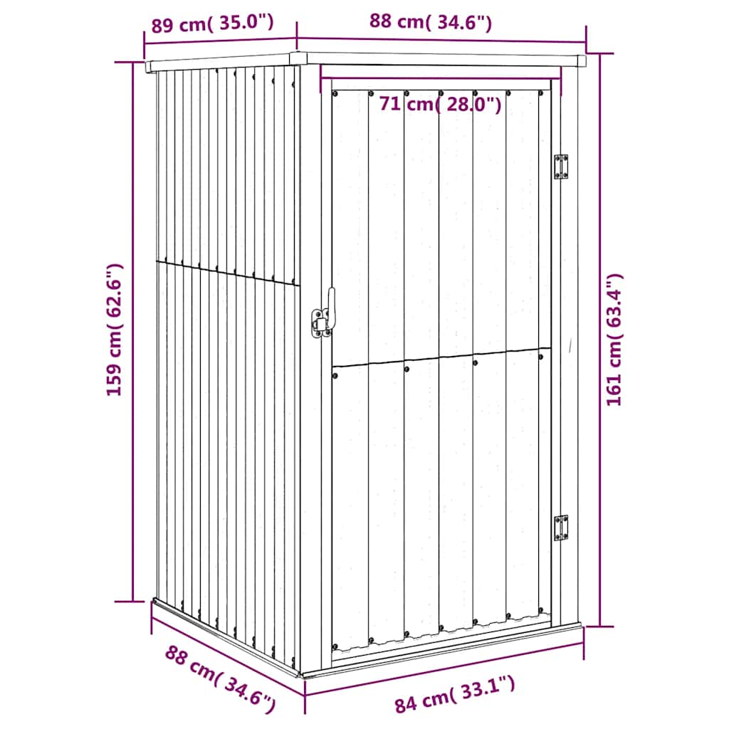 Cobertizo de herramientas jardín acero galvanizado 88x89x161 cm