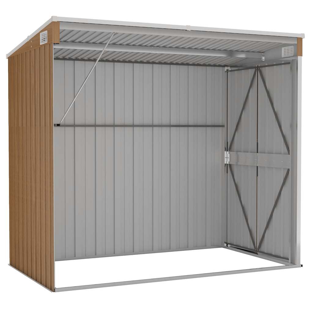 Cobertizo jardín pared acero galvanizado marrón 118x194x178 cm
