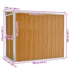 Cobertizo jardín pared acero galvanizado marrón 118x194x178 cm