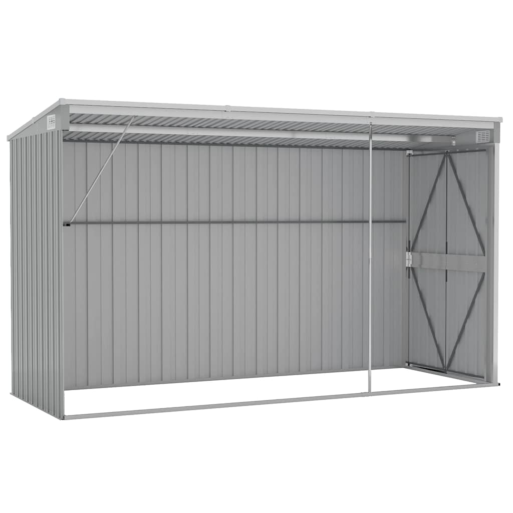 Cobertizo de jardín pared acero galvanizado gris 118x288x178 cm