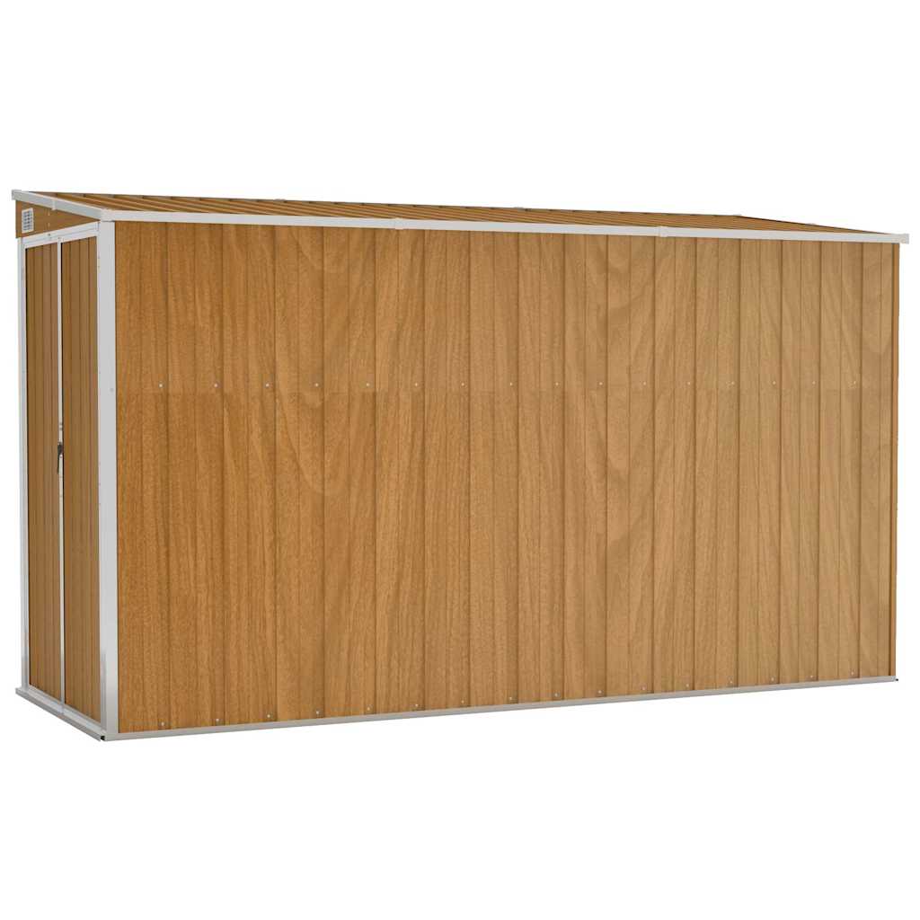 Caseta de jardín de pared marrón 118x288x178 cm acero galvanizado