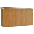 Caseta de jardín de pared marrón 118x288x178 cm acero galvanizado