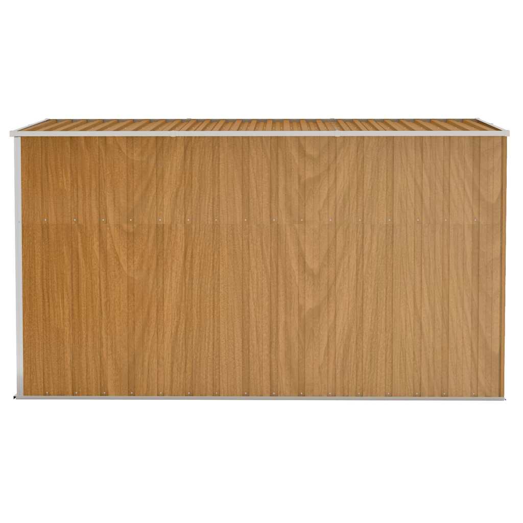 Caseta de jardín de pared marrón 118x288x178 cm acero galvanizado
