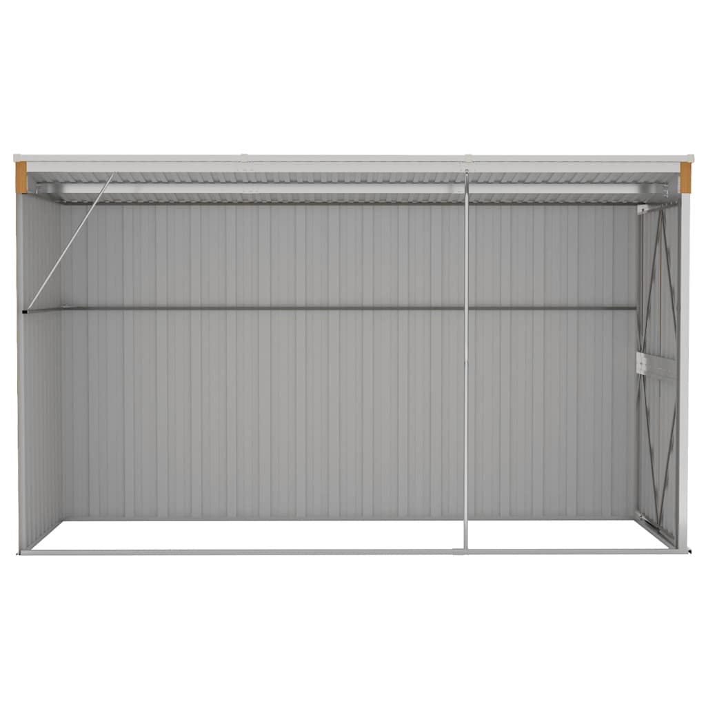 Caseta de jardín de pared marrón 118x288x178 cm acero galvanizado