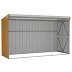 Caseta de jardín de pared marrón 118x288x178 cm acero galvanizado