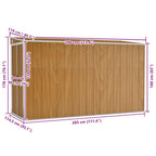 Caseta de jardín de pared marrón 118x288x178 cm acero galvanizado