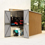 Caseta de jardín de pared marrón 118x288x178 cm acero galvanizado