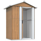 Caseta de jardín marrón 126x97,5x177 cm acero galvanizado
