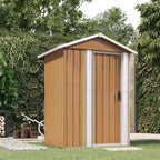 Caseta de jardín marrón 126x97,5x177 cm acero galvanizado