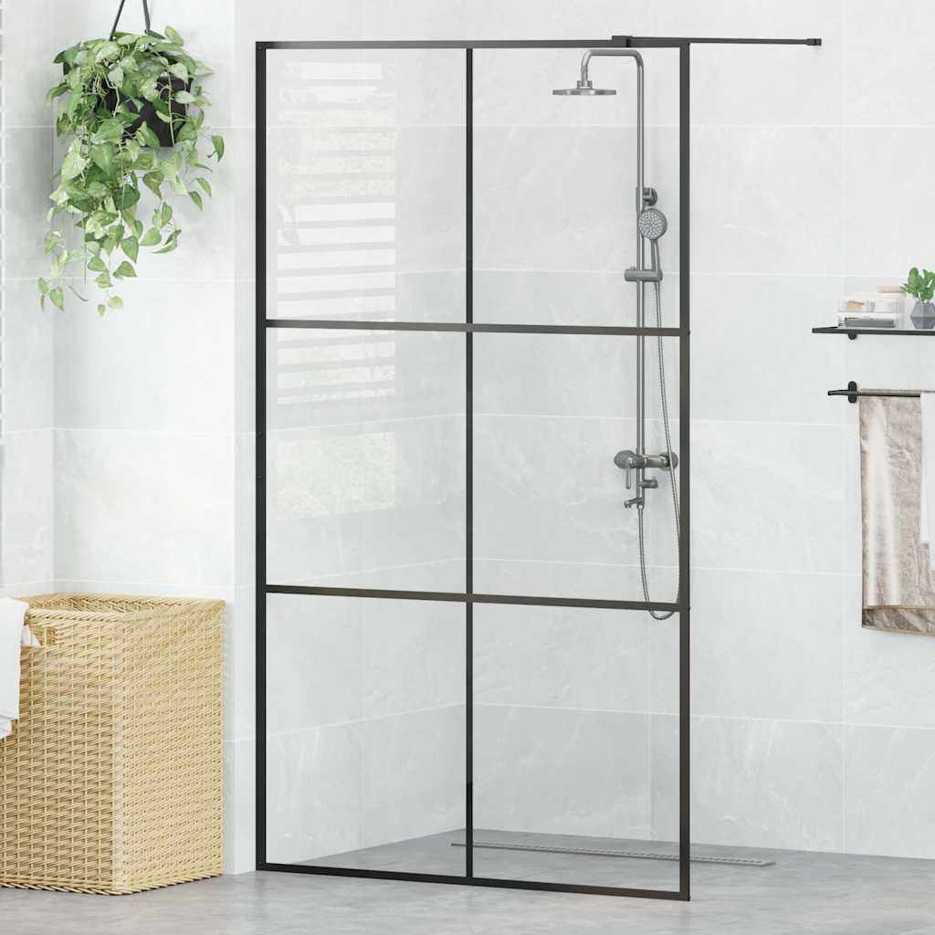 Mampara de ducha accesible vidrio ESG claro negro 140x195 cm