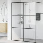 Mampara de ducha accesible vidrio ESG claro negro 140x195 cm