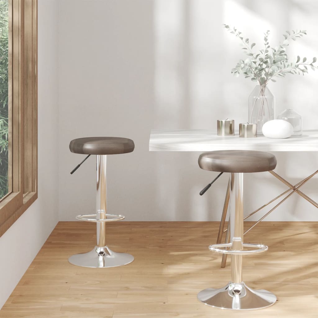 Taburetes de bar 2 unidades gris taupe madera curvada y tela