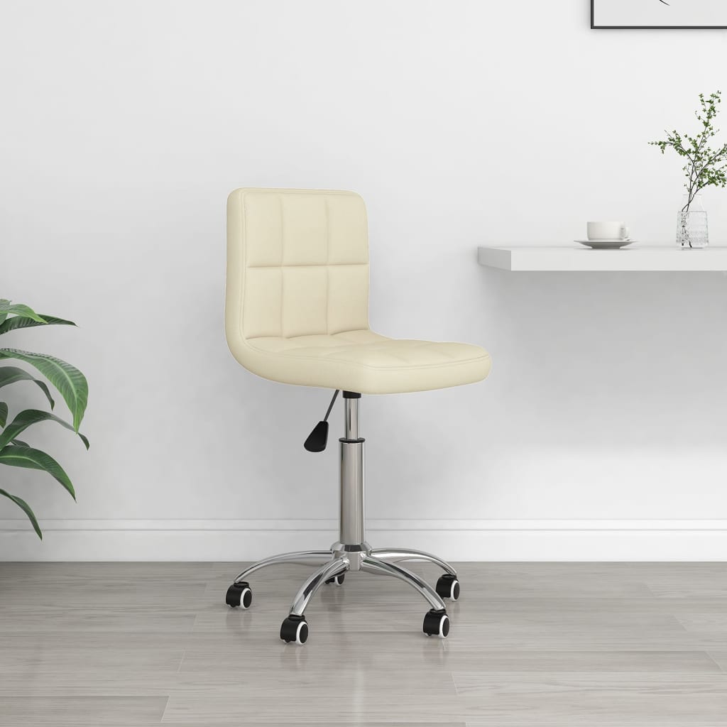 White faux leather swivel office chair