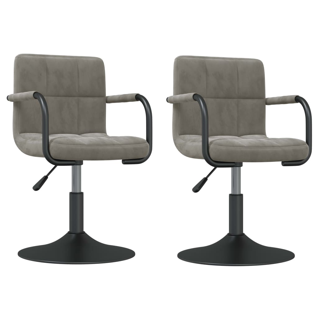 Sillas de comedor giratorias 2 uds de terciopelo gris claro