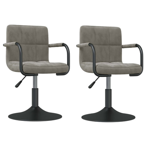 Sillas de comedor giratorias 2 uds de terciopelo gris claro