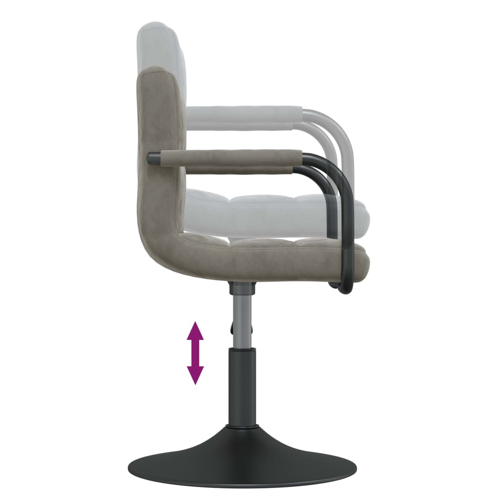 Sillas de comedor giratorias 2 uds de terciopelo gris claro