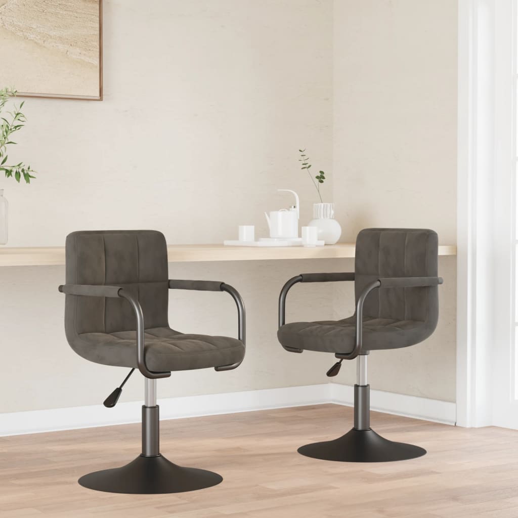 Sillas de comedor giratorias 2 uds de terciopelo gris claro