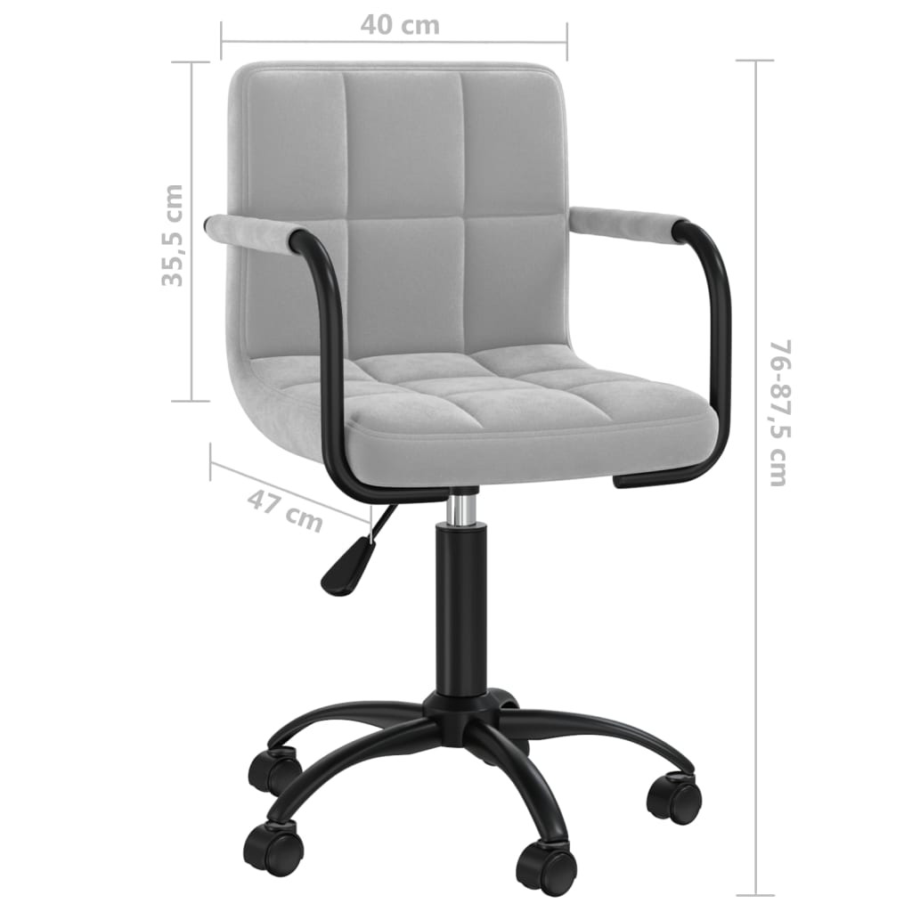 Sillas de comedor giratorias 2 uds de terciopelo gris claro