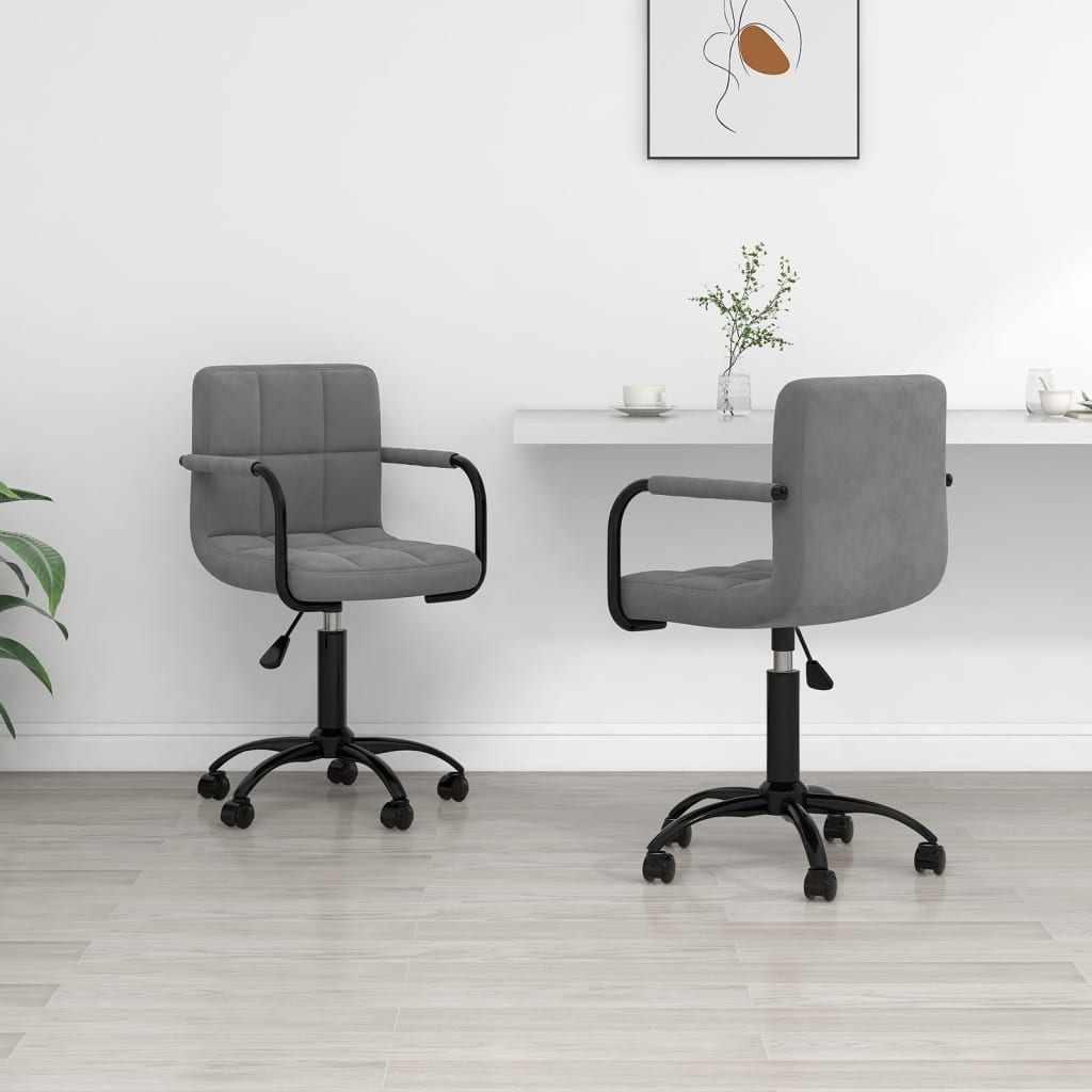 Sillas de comedor giratorias 2 uds de terciopelo gris claro
