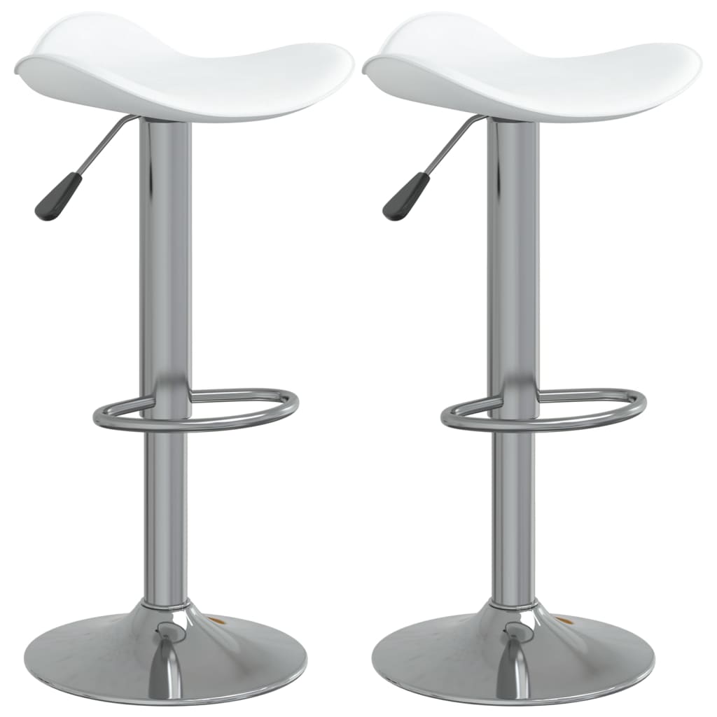 Taburete de cocina 2 uds acero cromado cuero artificial blanco