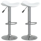 Taburete de cocina 2 uds acero cromado cuero artificial blanco