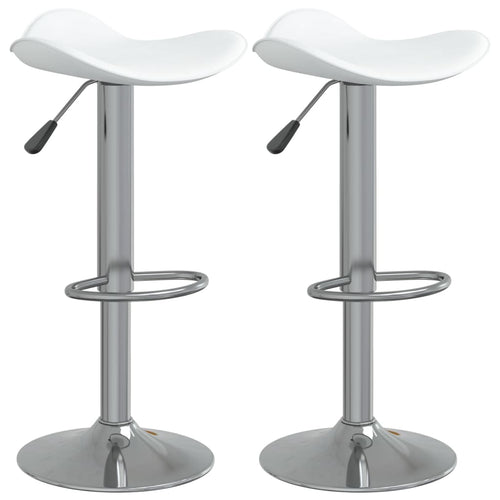 Taburete de cocina 2 uds acero cromado cuero artificial blanco