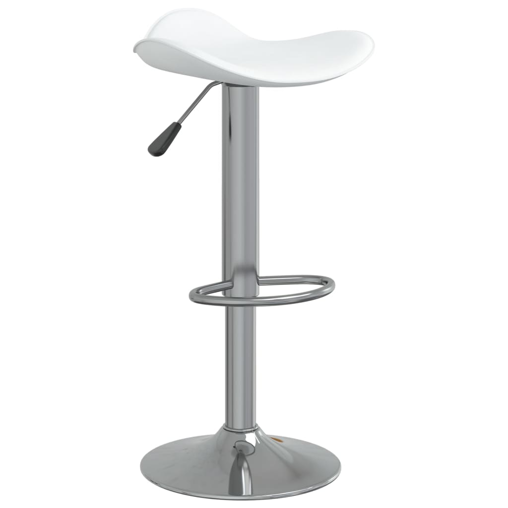 Taburete de cocina 2 uds acero cromado cuero artificial blanco