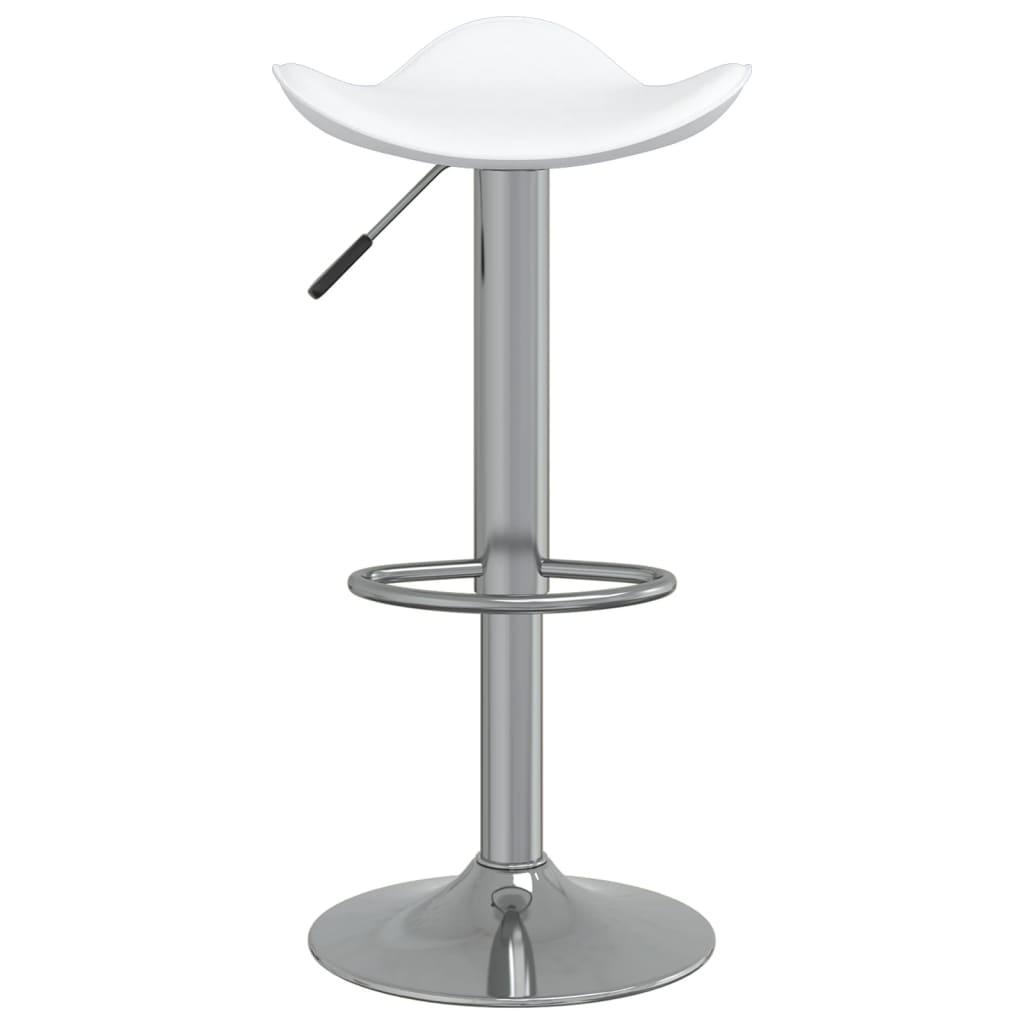 Taburete de cocina 2 uds acero cromado cuero artificial blanco