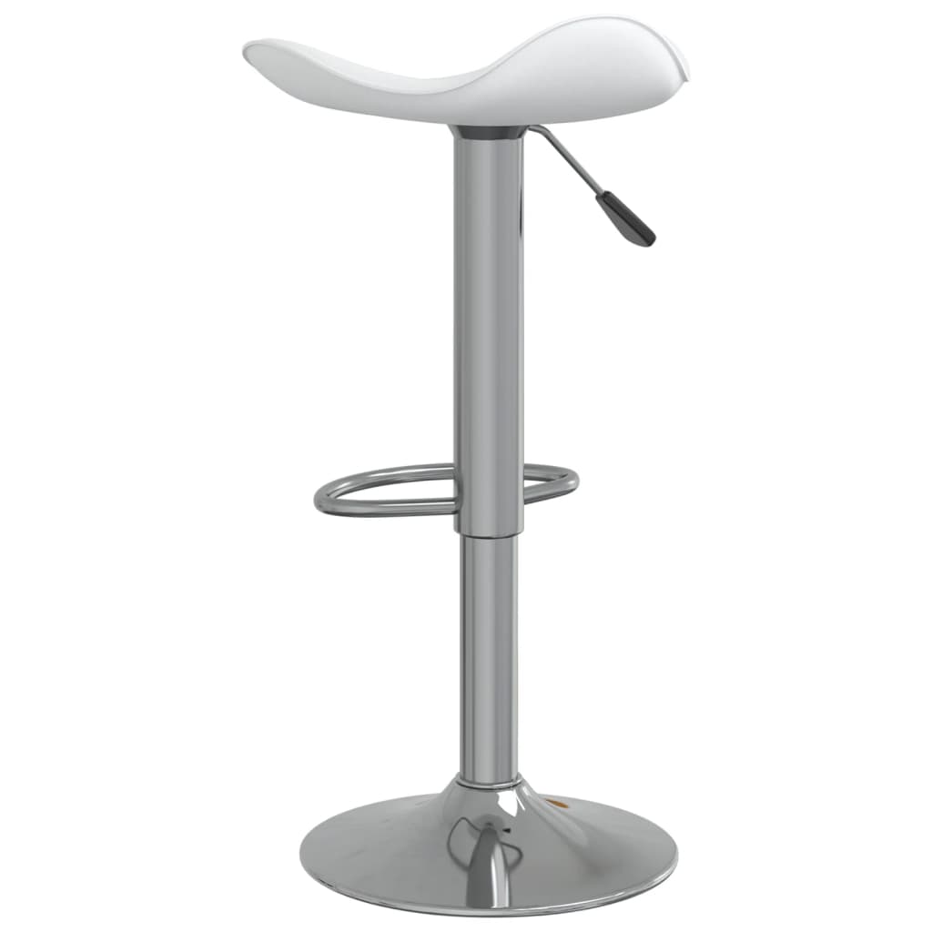 Taburete de cocina 2 uds acero cromado cuero artificial blanco