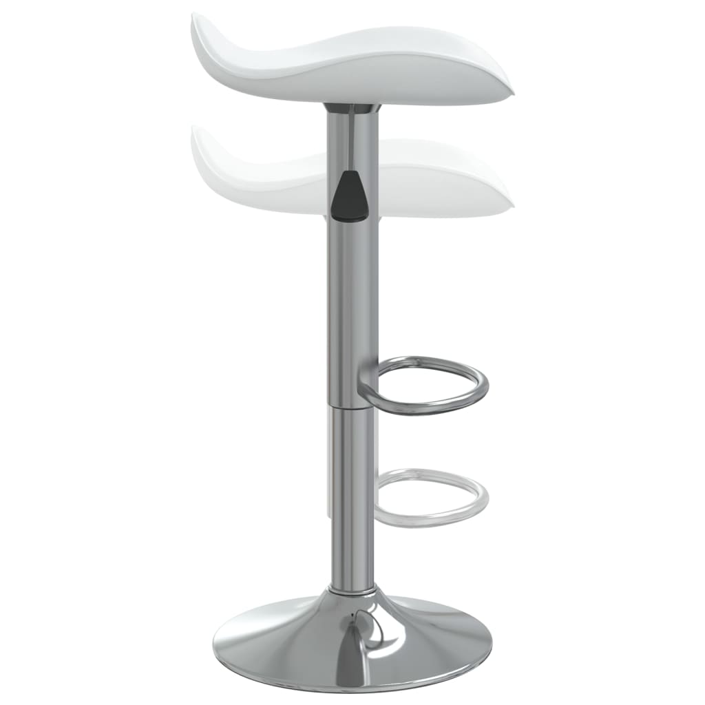 Taburete de cocina 2 uds acero cromado cuero artificial blanco
