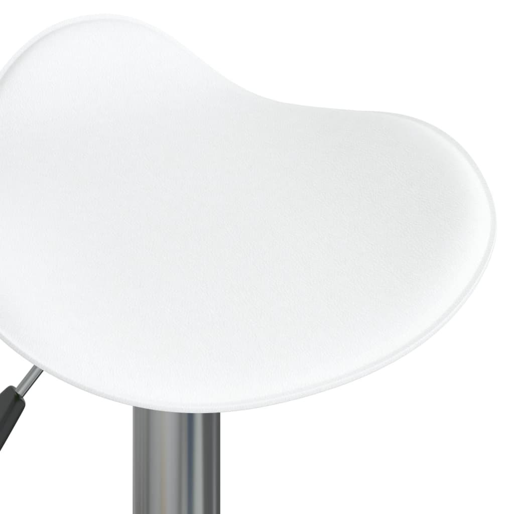 Taburete de cocina 2 uds acero cromado cuero artificial blanco