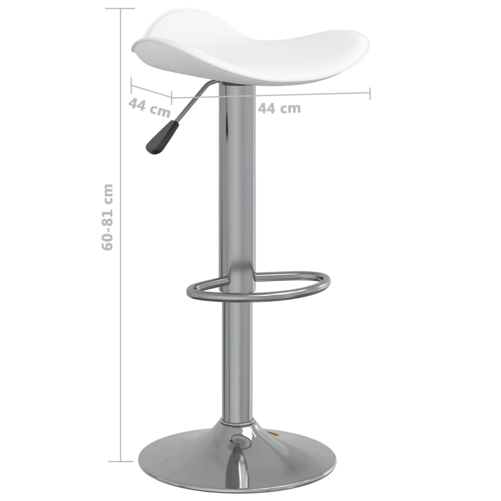 Taburete de cocina 2 uds acero cromado cuero artificial blanco