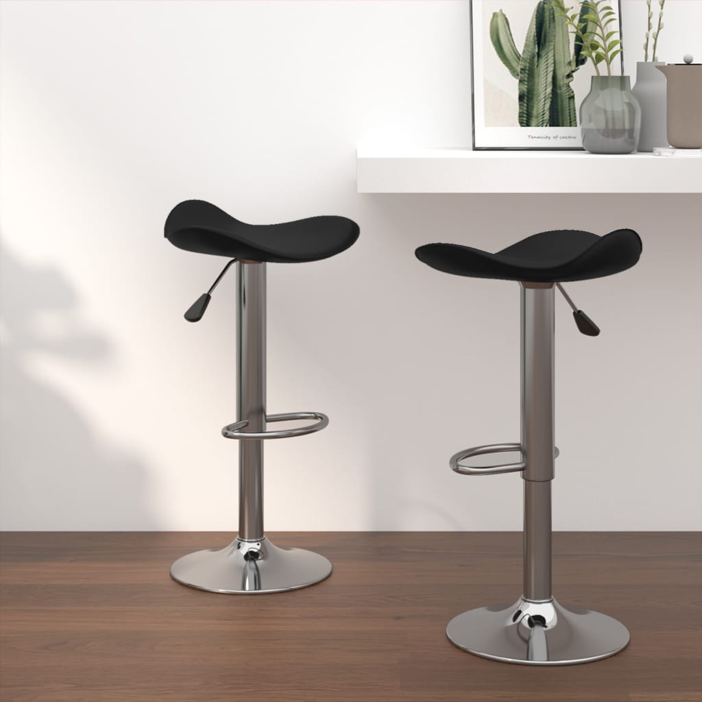 Taburete de cocina 2 uds acero cromado cuero artificial blanco