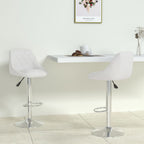 Taburete de cocina 2 uds acero cromado cuero artificial blanco