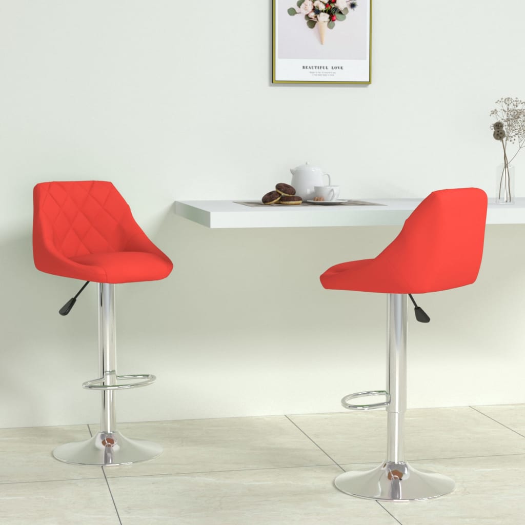 Taburete de cocina 2 uds acero cromado cuero artificial blanco