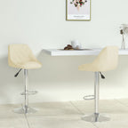 Taburete de cocina 2 uds acero cromado cuero artificial blanco