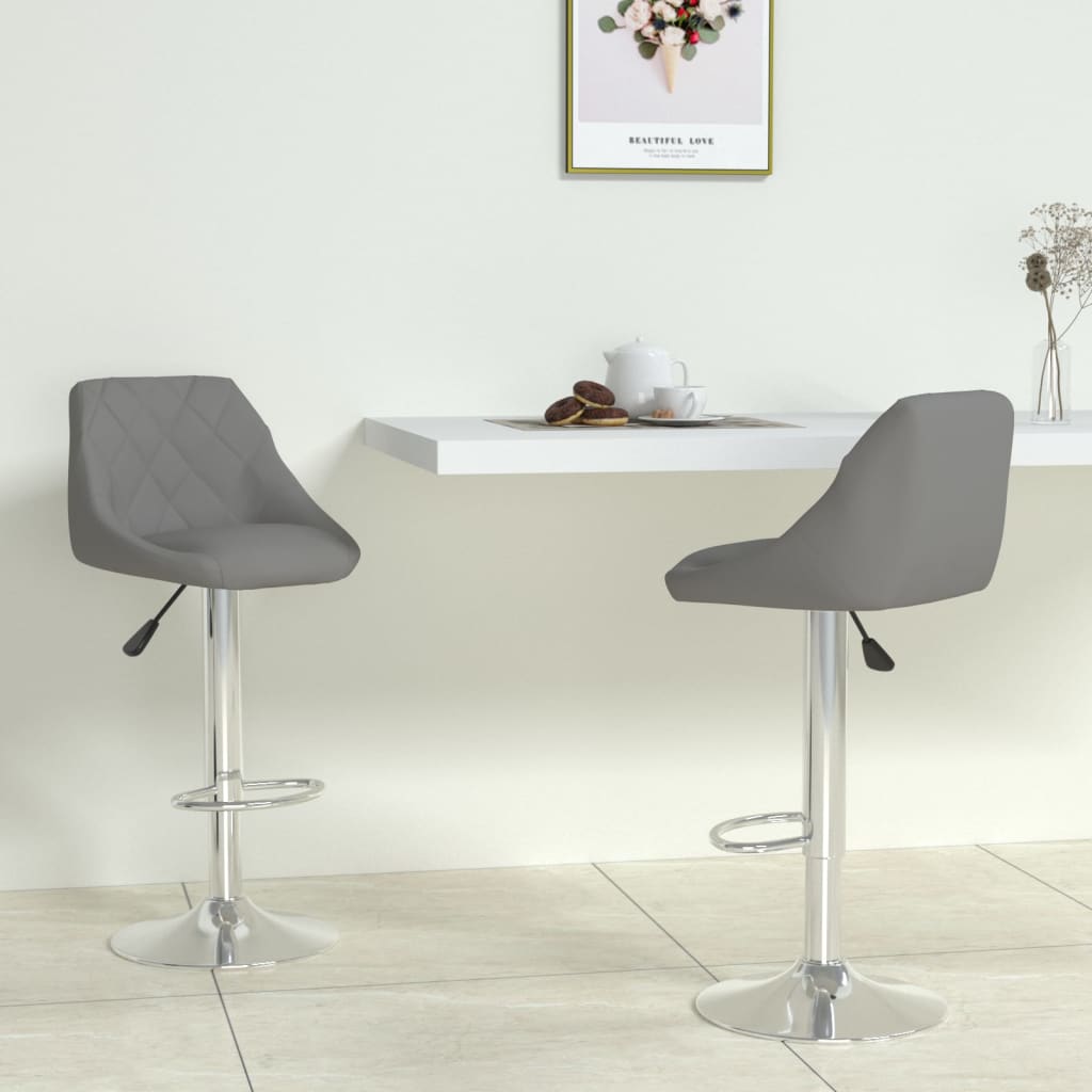 Taburete de cocina 2 uds acero cromado cuero artificial blanco
