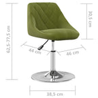 Sillas de comedor giratorias 2 uds de terciopelo verde claro